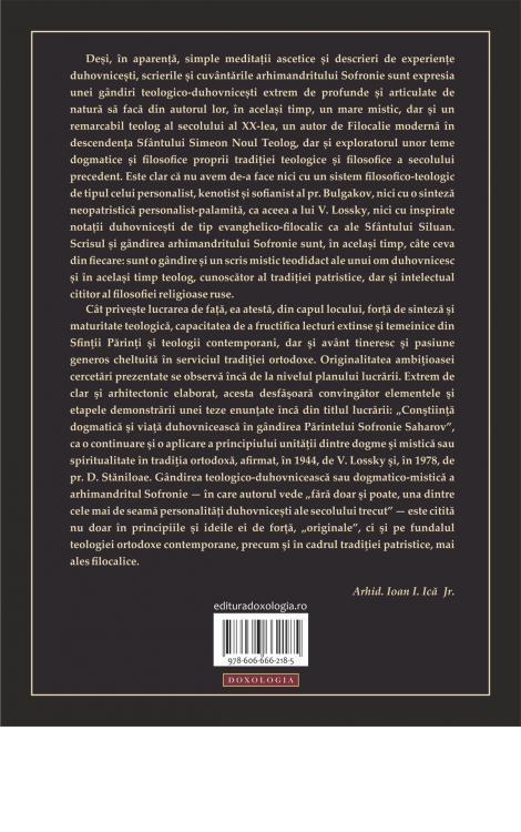 Conștiință dogmatică și viață duhovnicească în gândirea Părintelui Sofronie Saharov