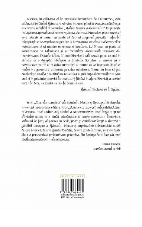 Studii despre Biserică, despre Tradiție, despre dumnezeieștile Taine și despre slujirea în Duh și adevăr Sfântul Nectarie de la Eghina